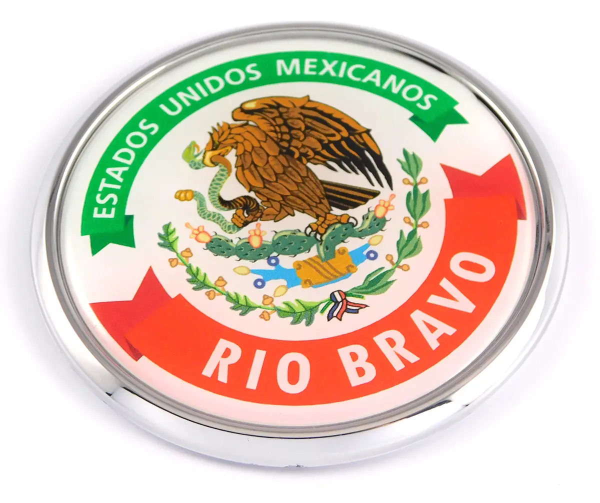 Rio Bravo Mexico Mexican State Car Chrome Round Emblem Decal 3D Badge 2.75" 1