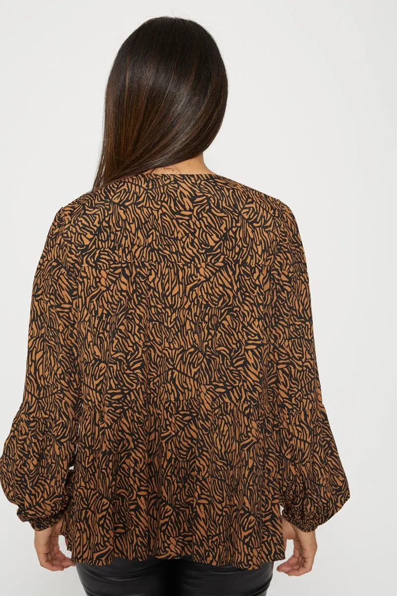 Stella + Gemma - Janice Top - Mocha Zebra 3