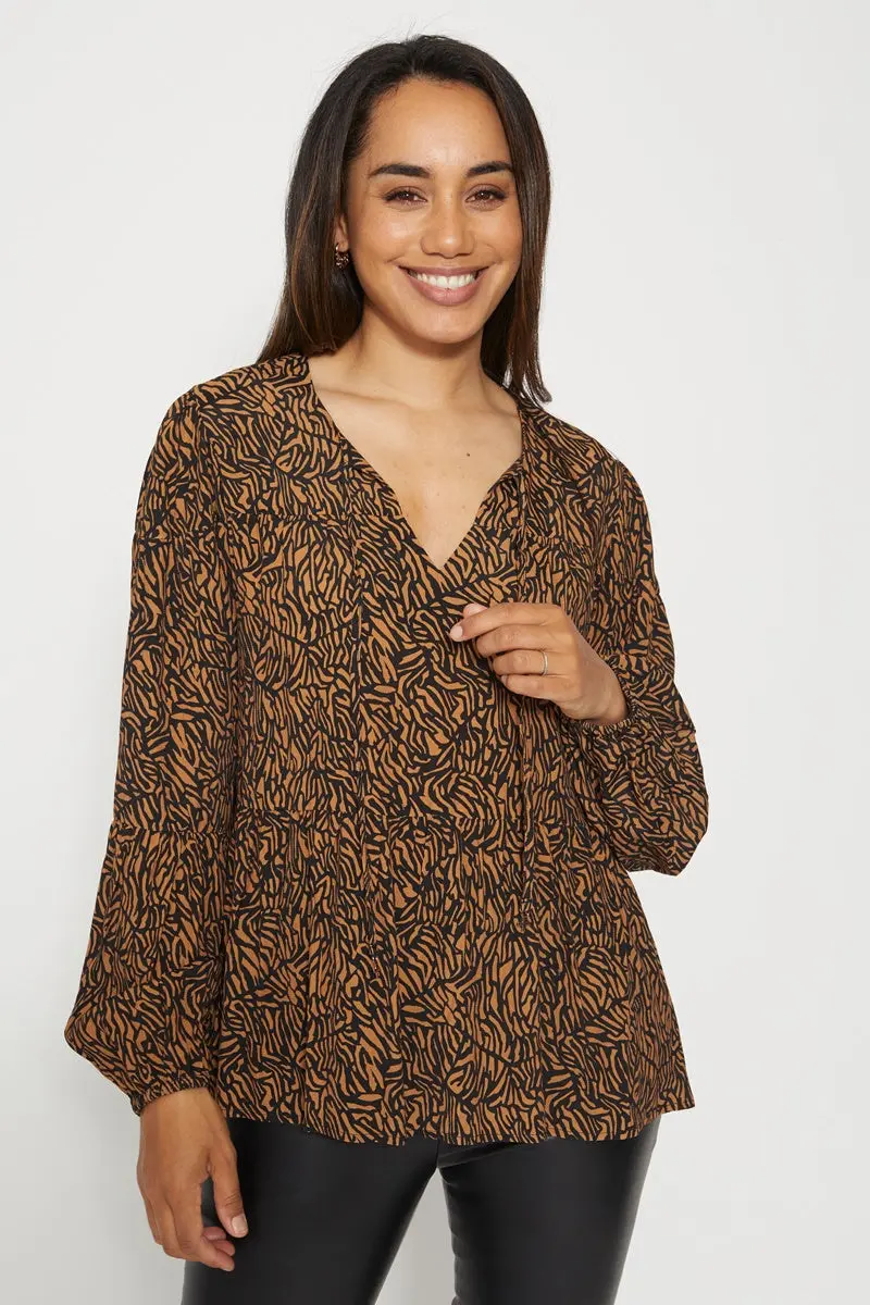 Stella + Gemma - Janice Top - Mocha Zebra 2
