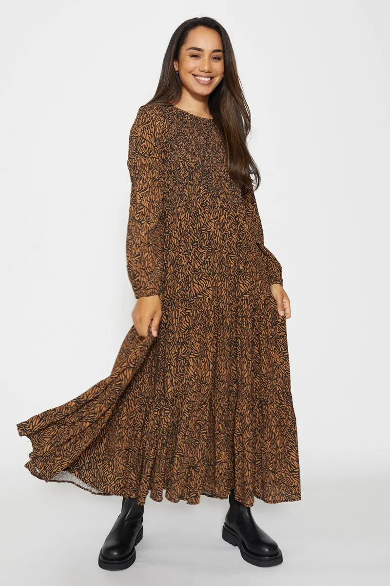 Stella + Gemma - Darryl Dress - Mocha Zebra 1