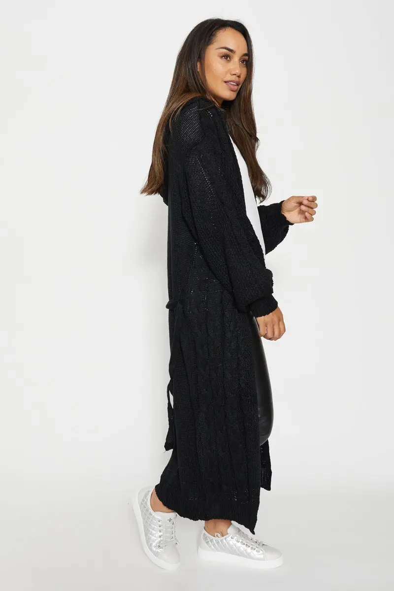Stella + Gemma - Belinda Hooded Cardy - Black 1