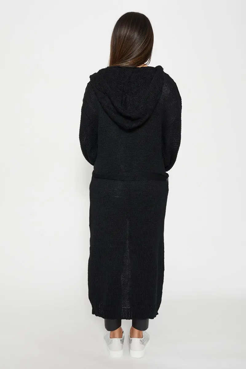 Stella + Gemma - Belinda Hooded Cardy - Black 3