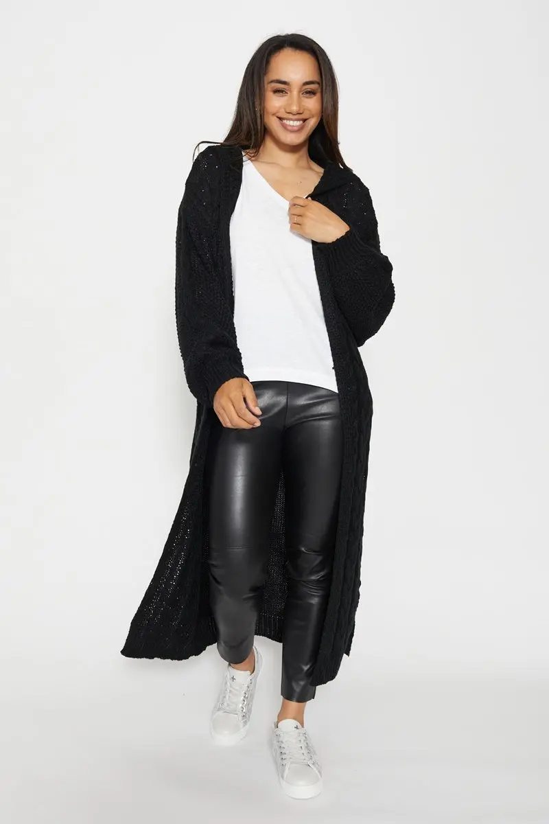 Stella + Gemma - Belinda Hooded Cardy - Black 2