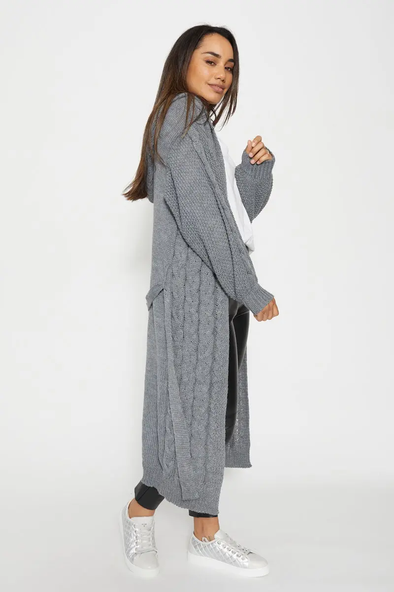 Stella + Gemma - Belinda Hooded Cardy - Grey 1