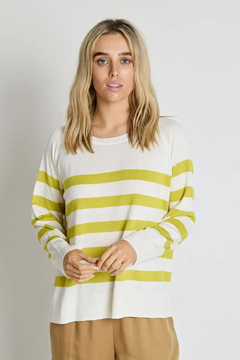 Stella + Gemma - Bella Jumper - Lime Stripe 1
