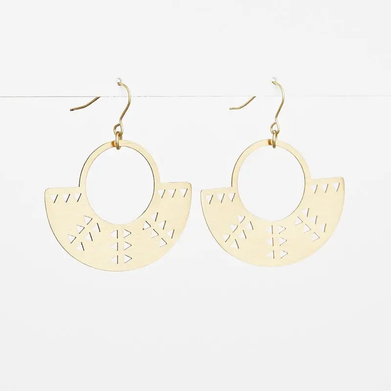 Stella + Gemma - Gold Etched Half Moon Earrings 1
