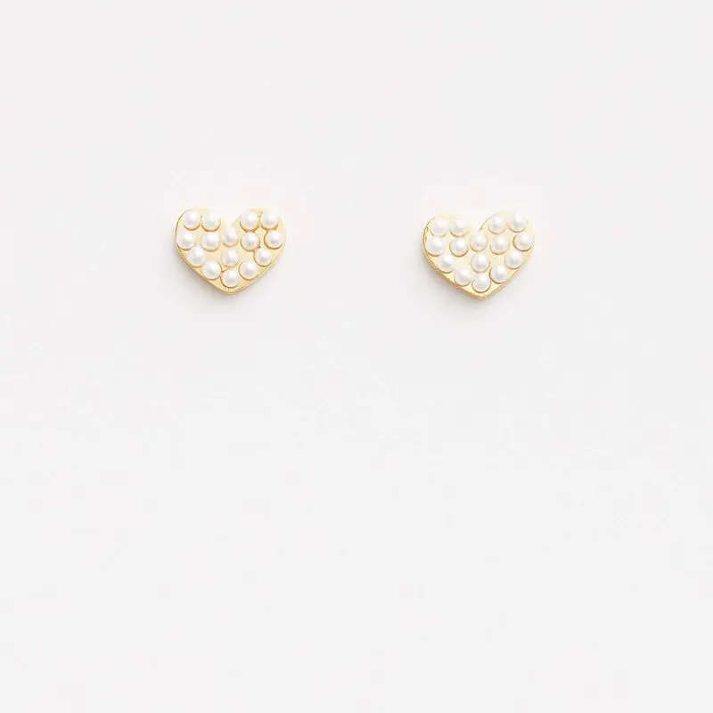 Stella + Gemma - Pearl Heart Earrings - Gold 1