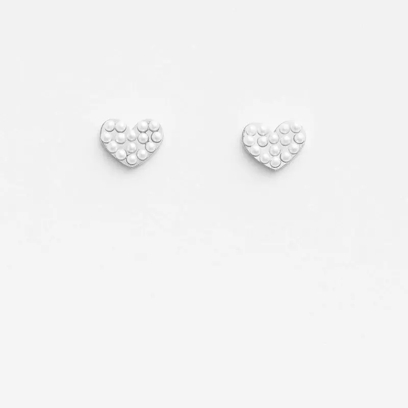 Stella + Gemma - Pearl Heart Earrings - Silver 1