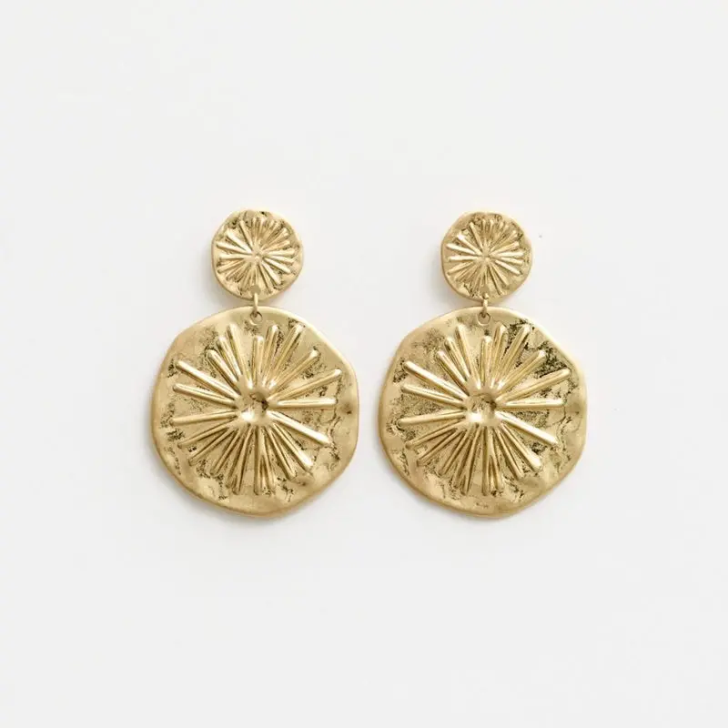 Stella + Gemma - Gold Aztec Disc Earrings 1