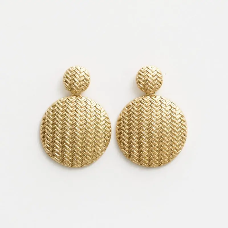 Stella + Gemma - Gold Round Textured Earrings 1