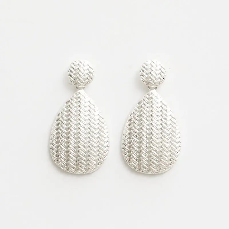 Stella + Gemma - Silver Oval Textured Earrings 1