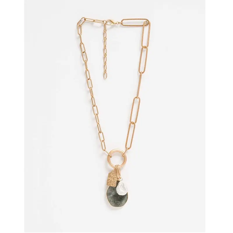 Stella + Gemma - Gold With Speckle Stone Necklace 1