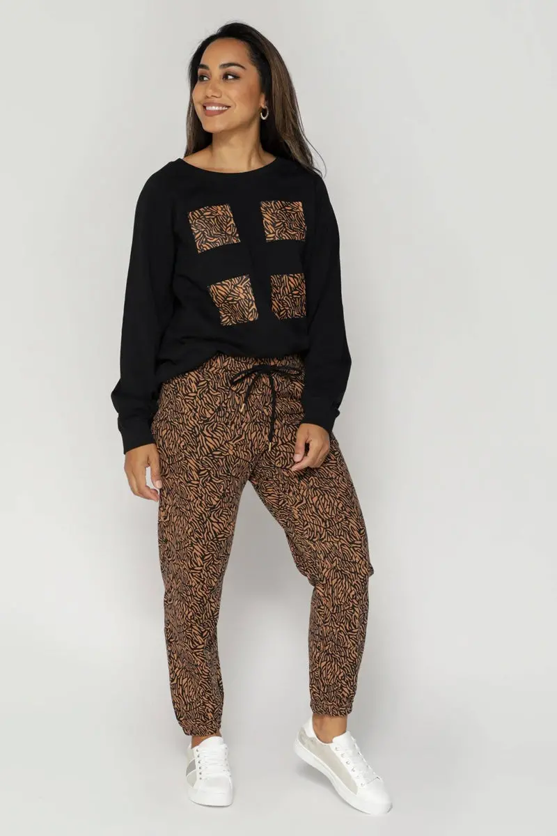Stella + Gemma - Bliss Trackpant-Mocha Zebra 1
