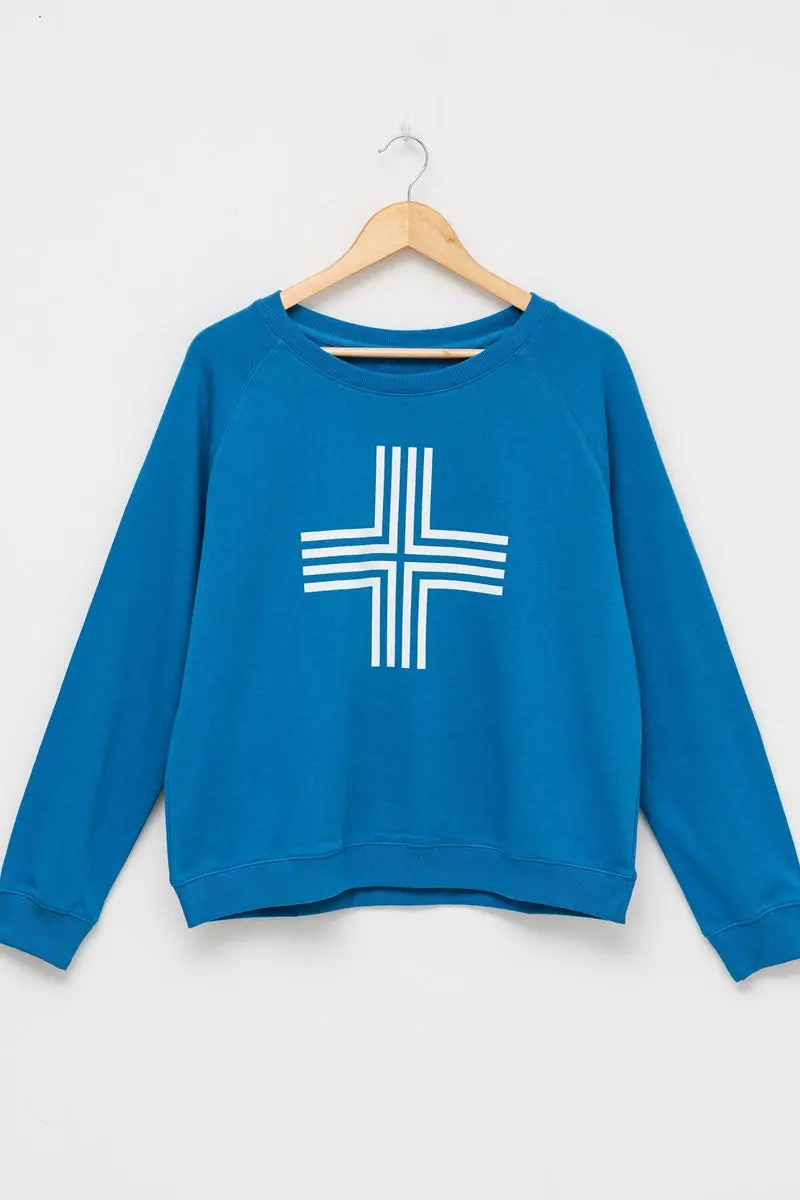 Stella + Gemma - Corsica Sweater - Blue / White Cross 1