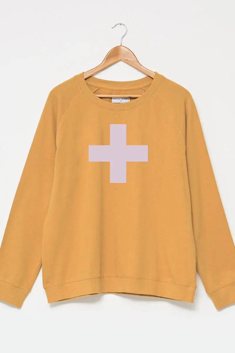 Stella + Gemma - Honey With Lilac Cross Sweater 1