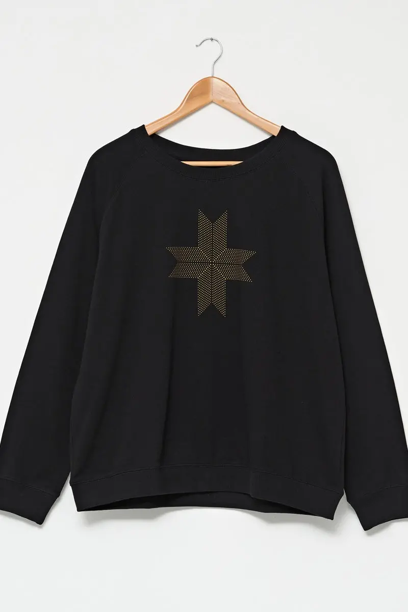 Stella + Gemma - Black Gold Dot Cross Sweater 1