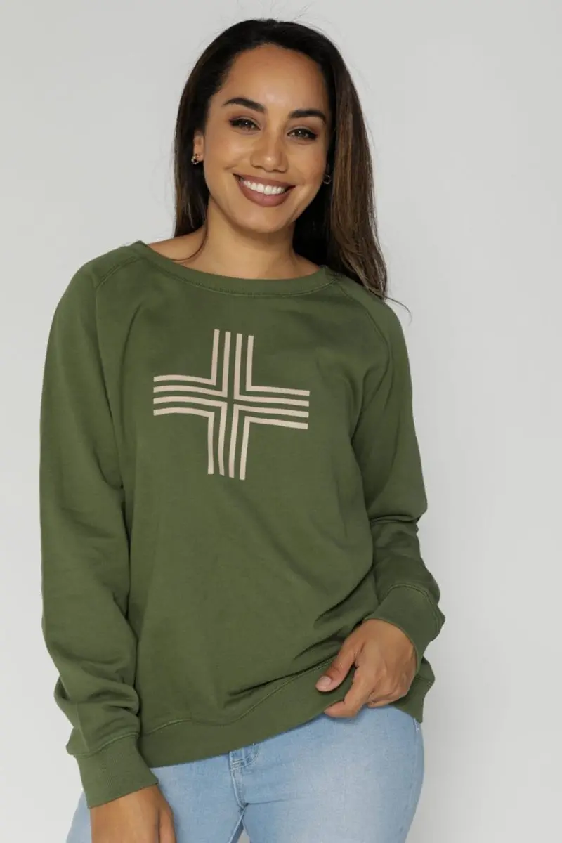 Stella + Gemma - Sweater - Army Blush 1
