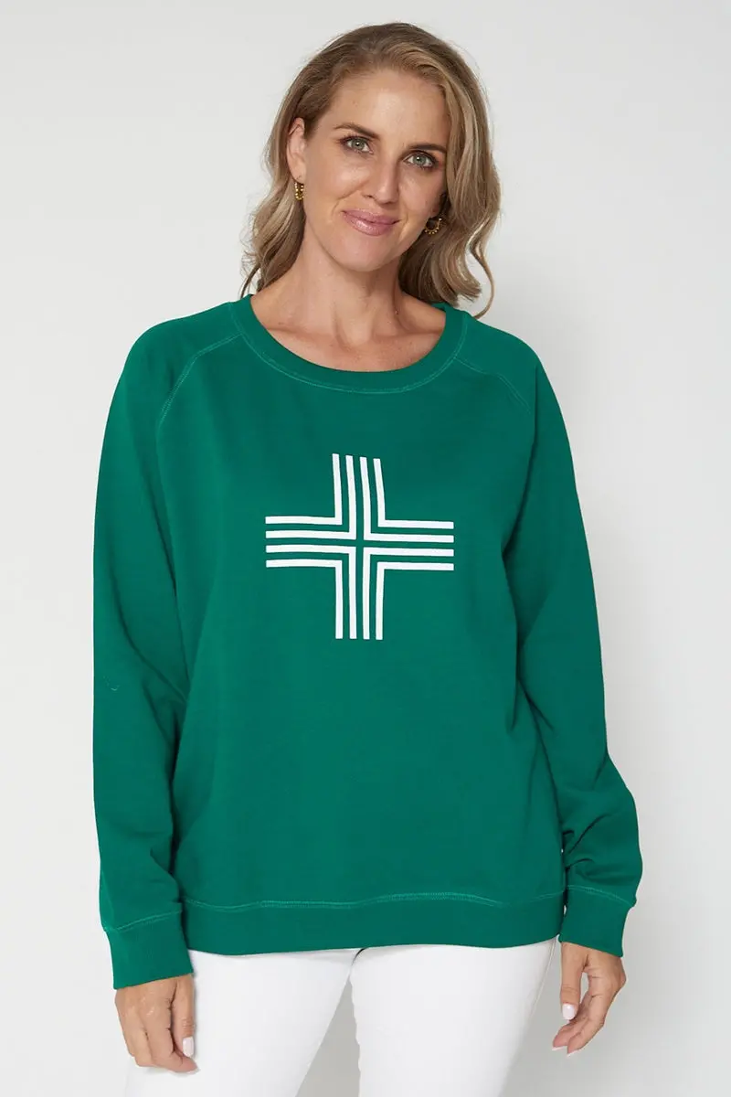 Stella + Gemma - Sweater - Green & White Logo 1