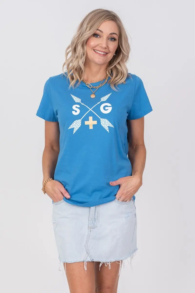 Stella + Gemma - Arrows Tee - Colbalt 1