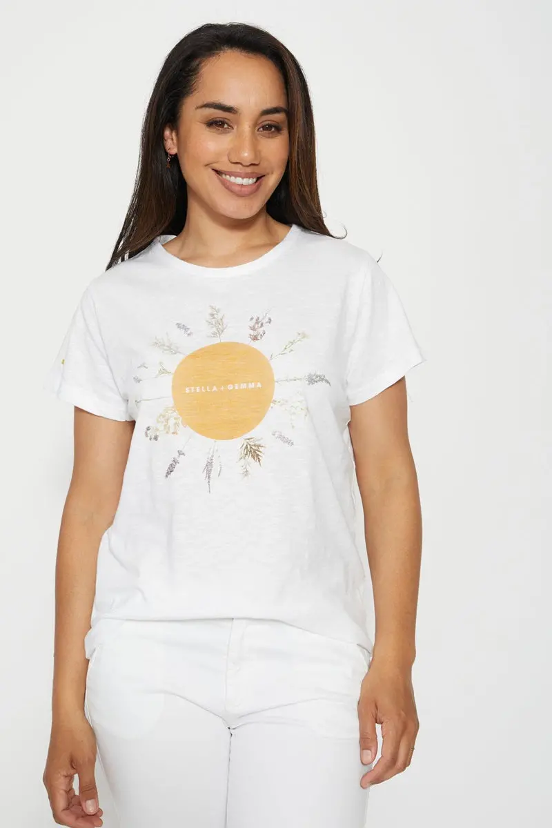 Stella + Gemma - Flower Dial Tee - White 1