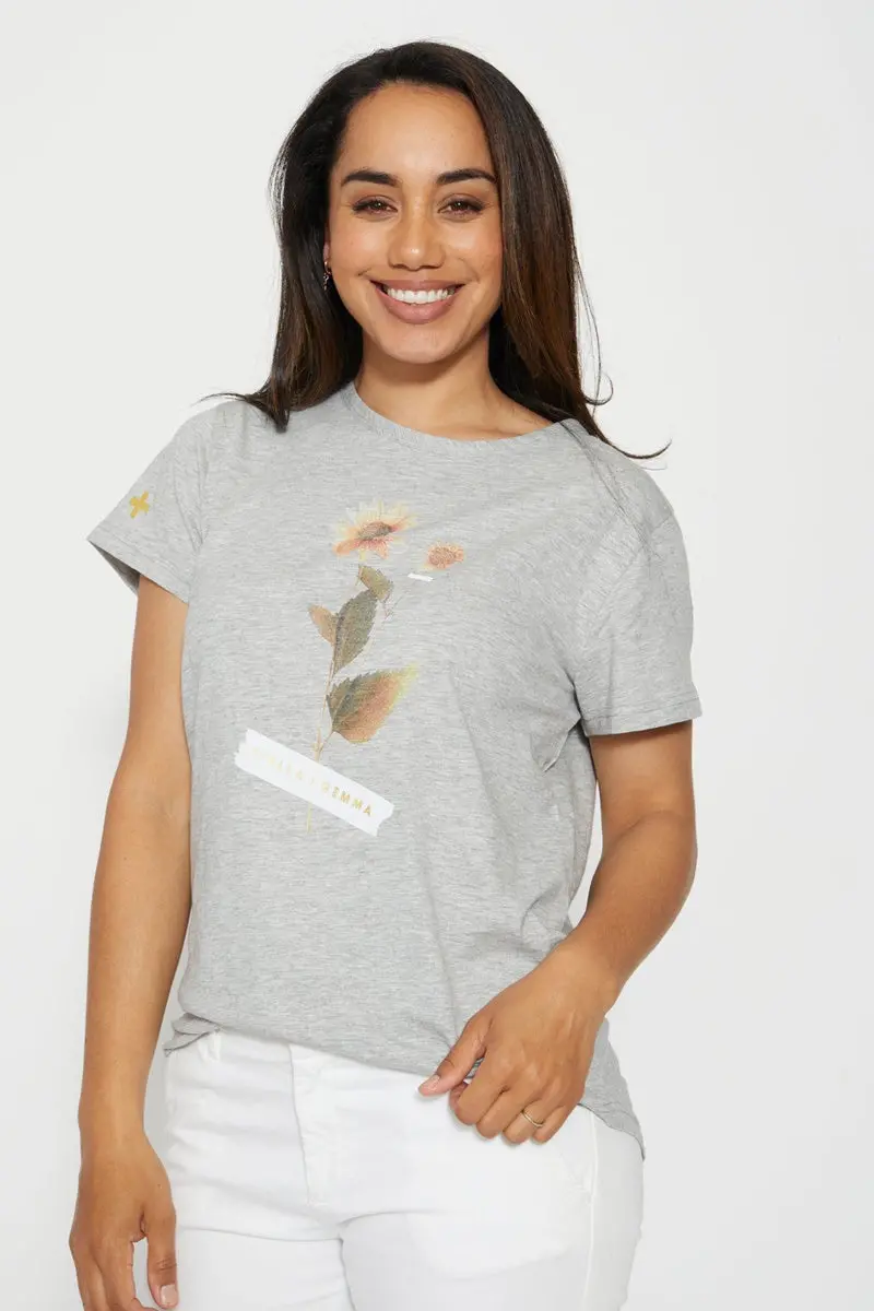 Stella + Gemma - Sunflower Tee - Grey Marle 1