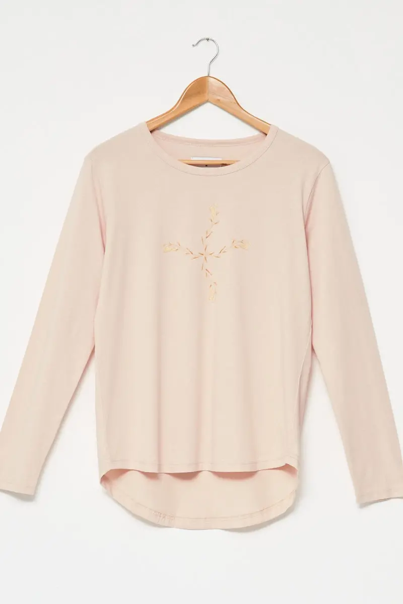 Stella + Gemma - Blush Floral Cross - Long Sleeve Tee 1