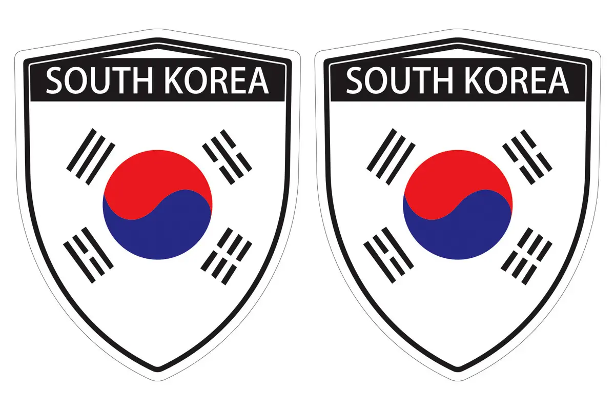 South Korea Flag Shield Shape Decal Car Bumper Window Sticker Set Of 2,  Sh047 1