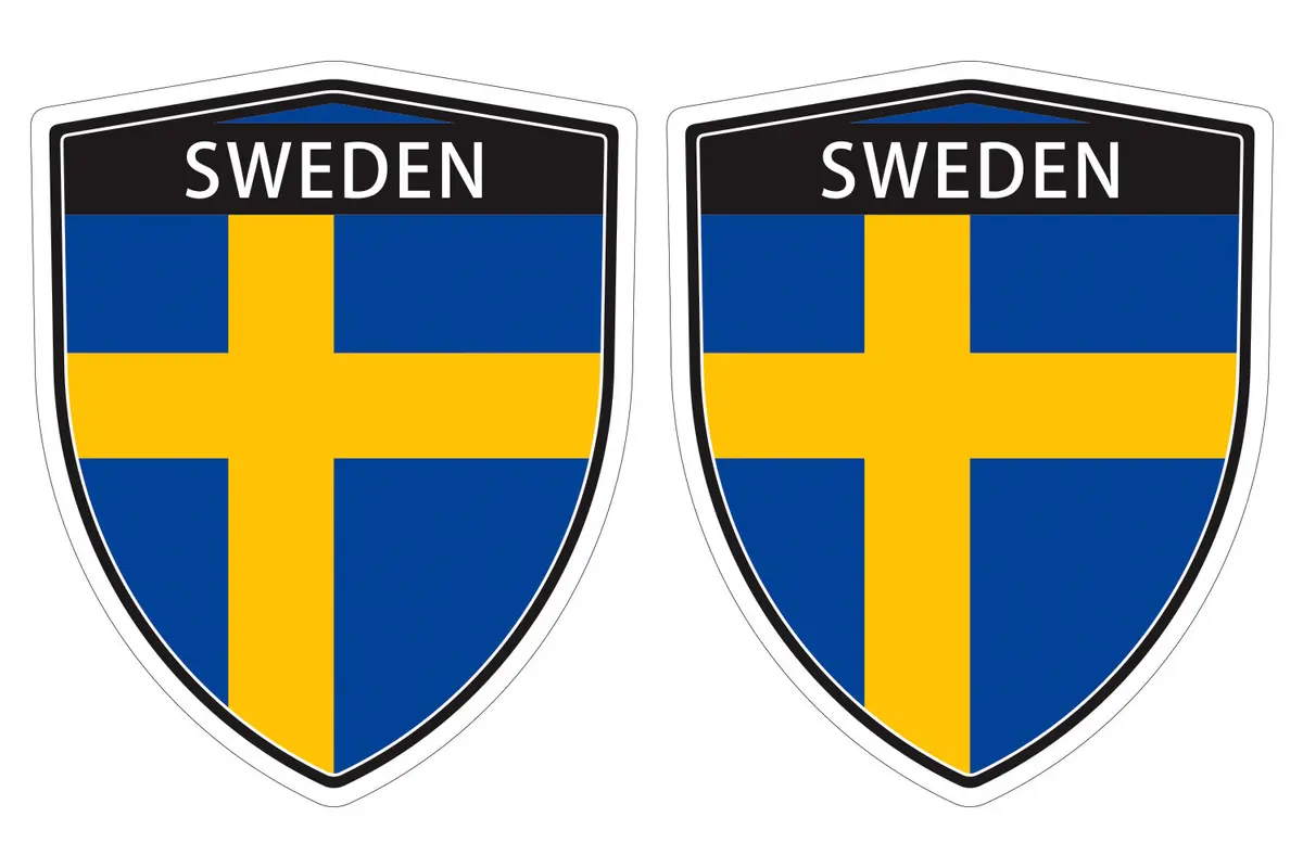 Sweden Swedish Flag Shield Shape Decal Car Bumper Window Sticker Set Of 2,  Sh050 1