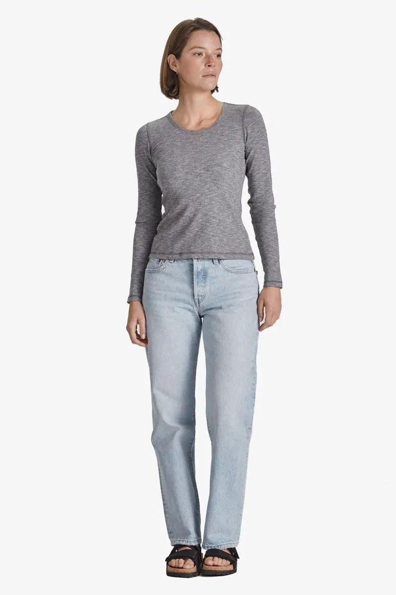 Commoners - Base Ribbed Scoop L/S Tee - Dark Marle 1
