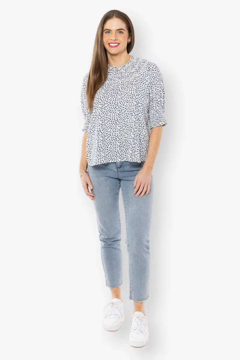 Seeking Lola - Short Sleeve Delilah Top - Navy Poppy 1
