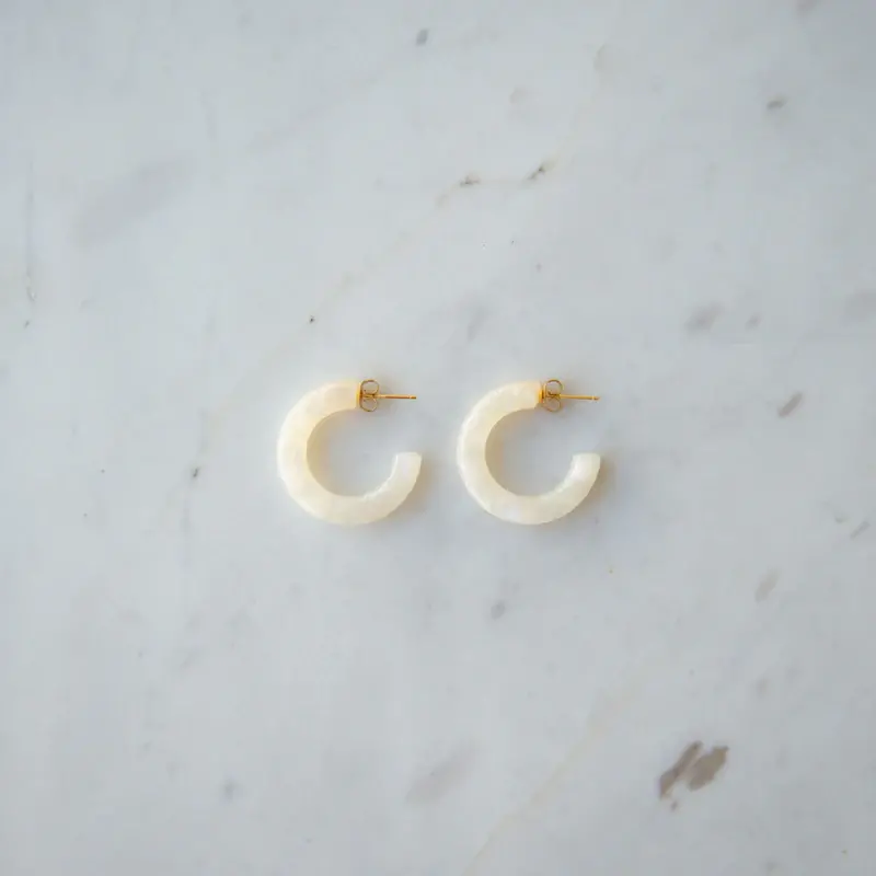 Sophie - Baby Bold Hoops - Pearly 1