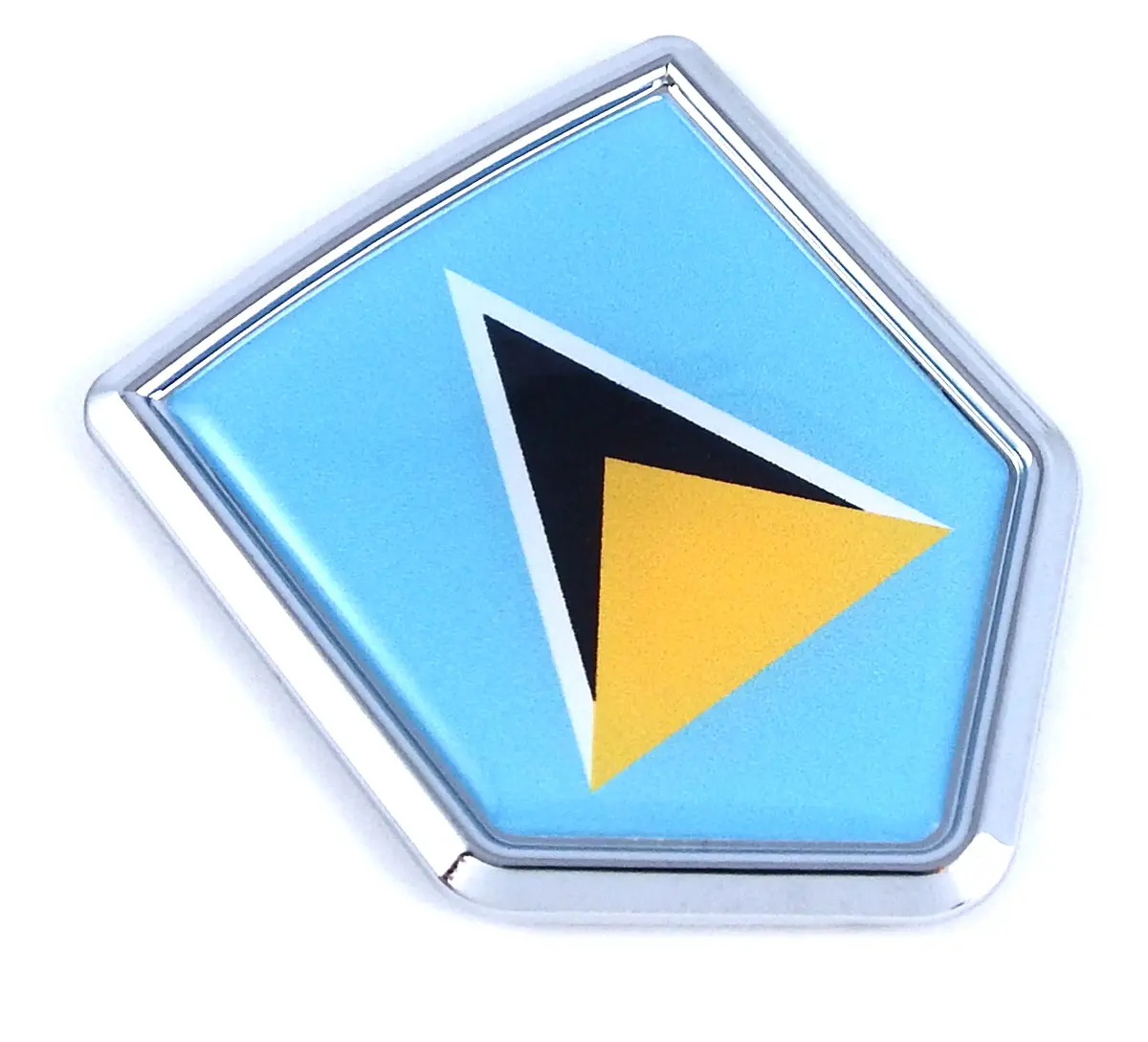 Saint Lucia Flag Car Chrome St. Lucian Emblem 3D Decal Bumper Sticker 1