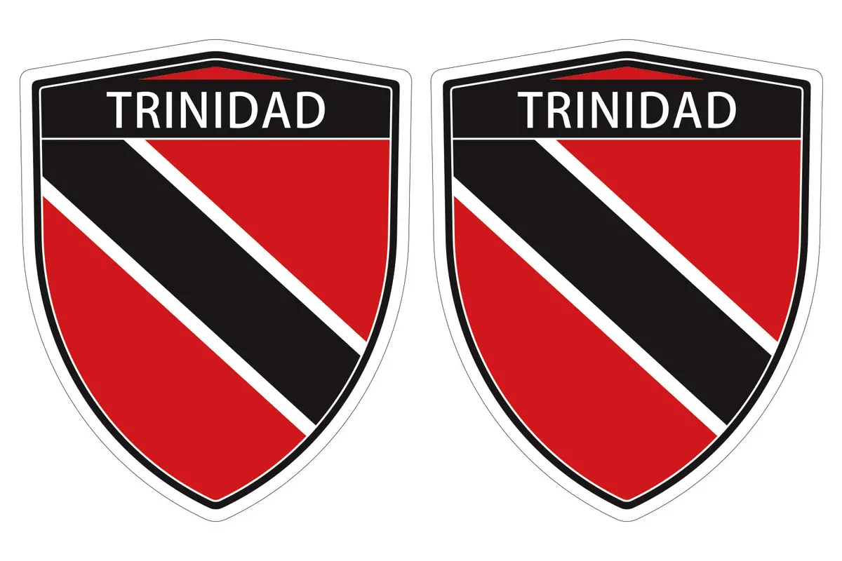 Trinidad And Tobago Flag Shield Shape Decal Car Bumper Window Sticker Set Of 2,  Sh051 1