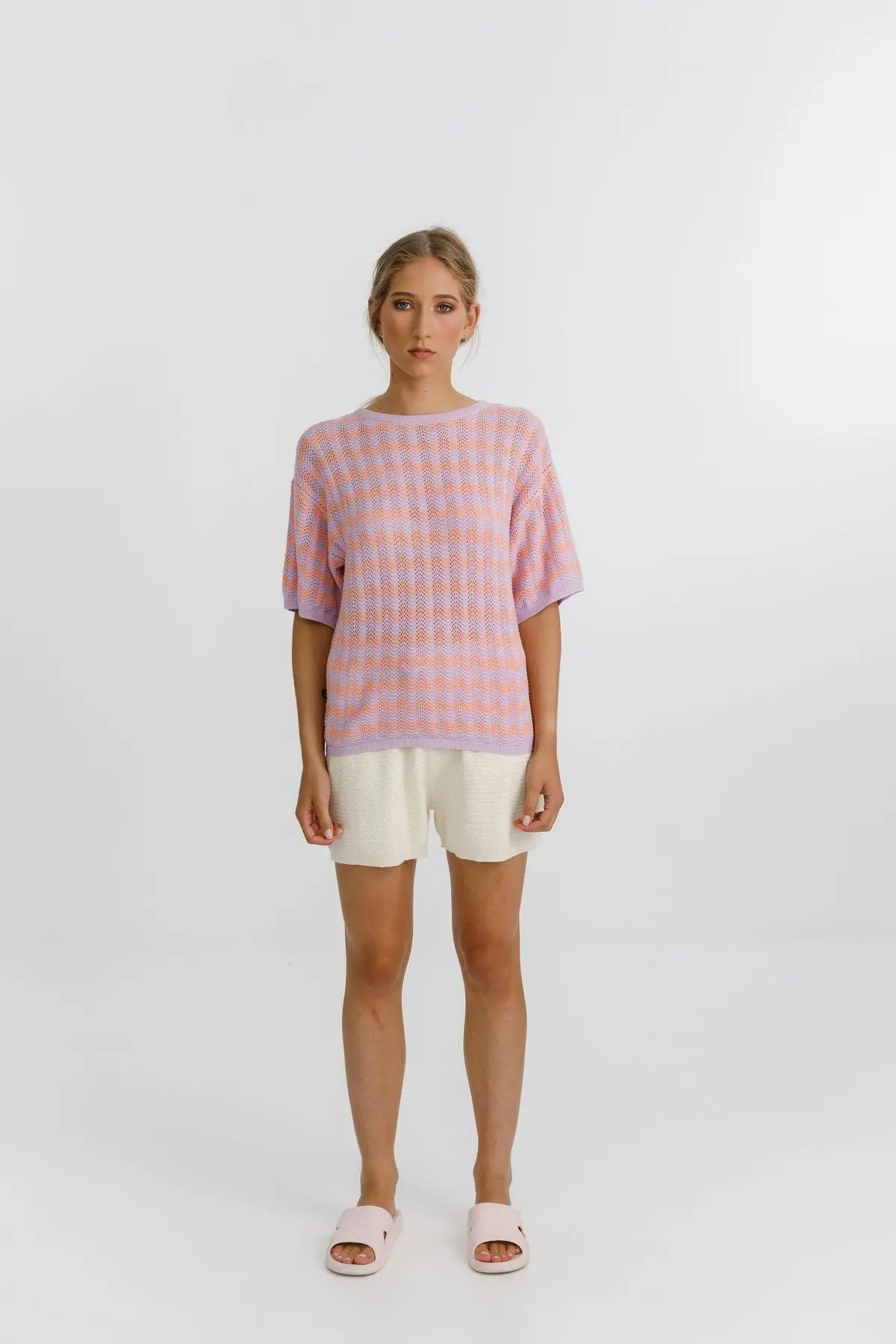 Thing Thing - Squiggle Tee - Peach/Lilac 1