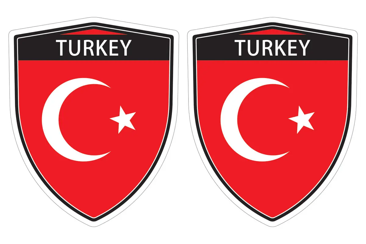 Turkey Turkish Flag Shield Shape Decal Car Bumper Window Sticker Set Of 2,  Sh052 1
