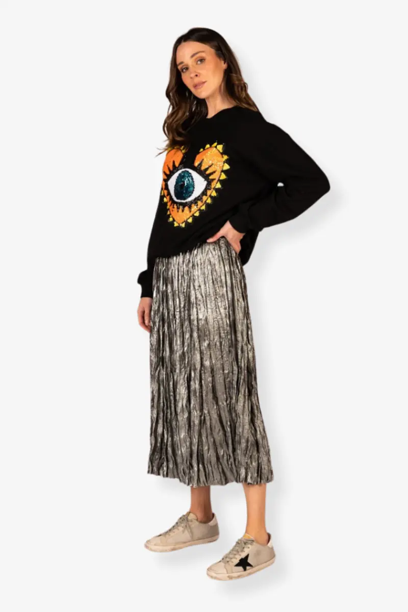 The Others - Lilian Pleat Skirt - Crushed Silver 1