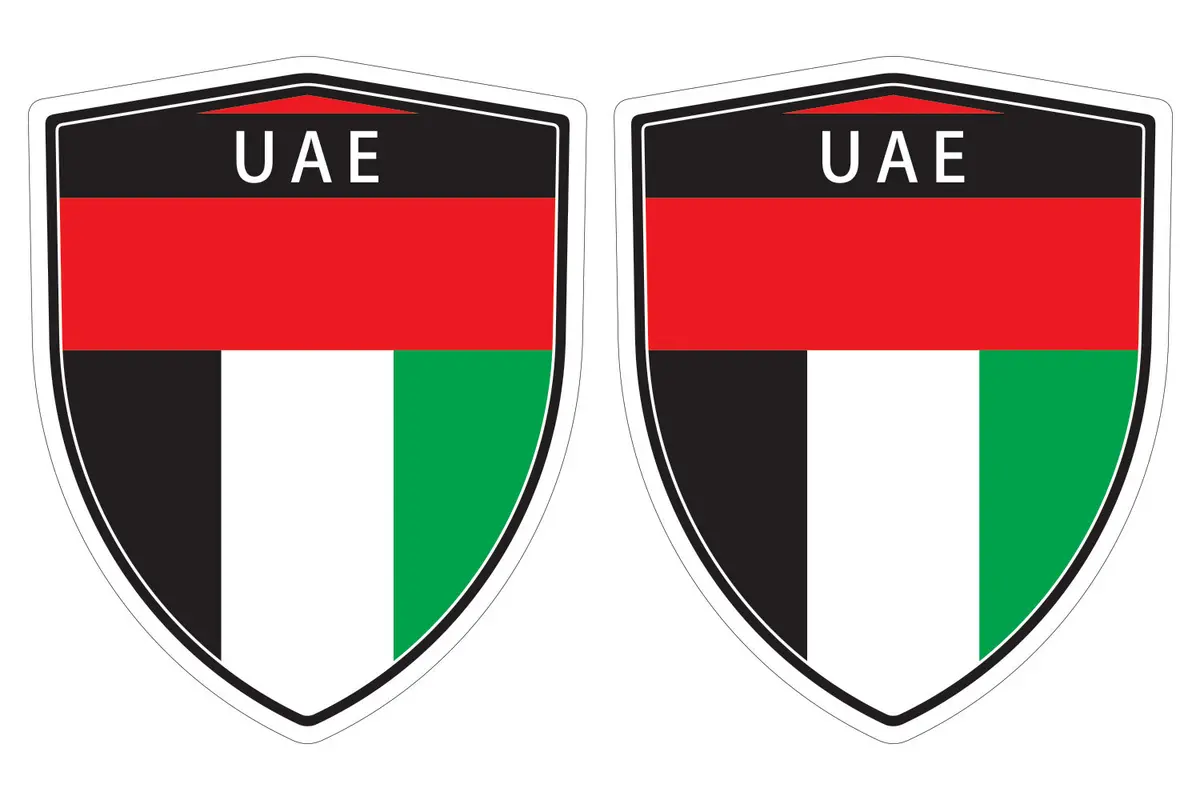 Uae United Arab Emirates Flag Shield Shape Decal Car Bumper Window Sticker Set Of 2,  Sh053 1