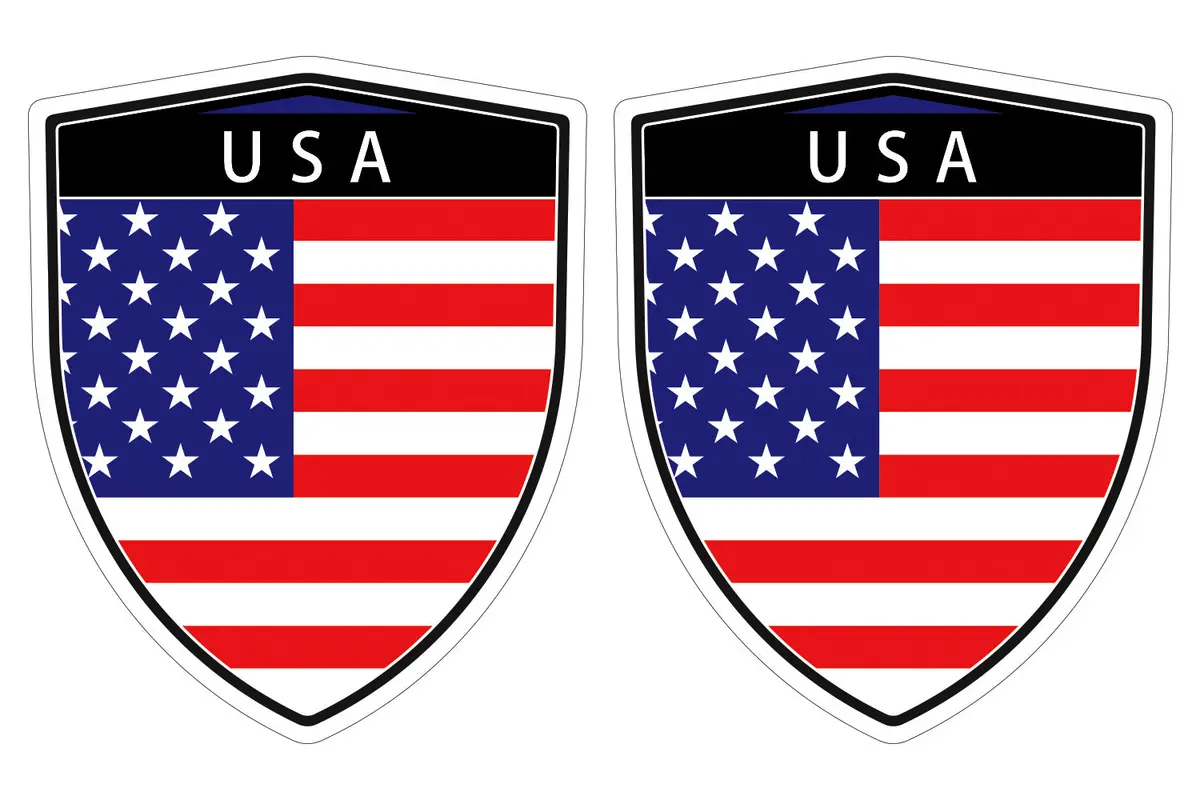 Usa American Flag Shield Shape Decal Car Bumper Window Sticker Set Of 2,  Sh057 1