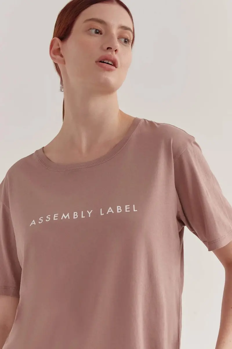 Assembly Label - Logo Cotton Crew Tee - Rosewood White 1