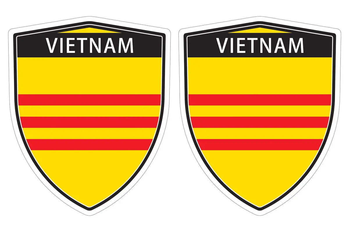 Vietnam Flag Shield Shape Decal Car Bumper Window Sticker Set Of 2,  Sh060 1