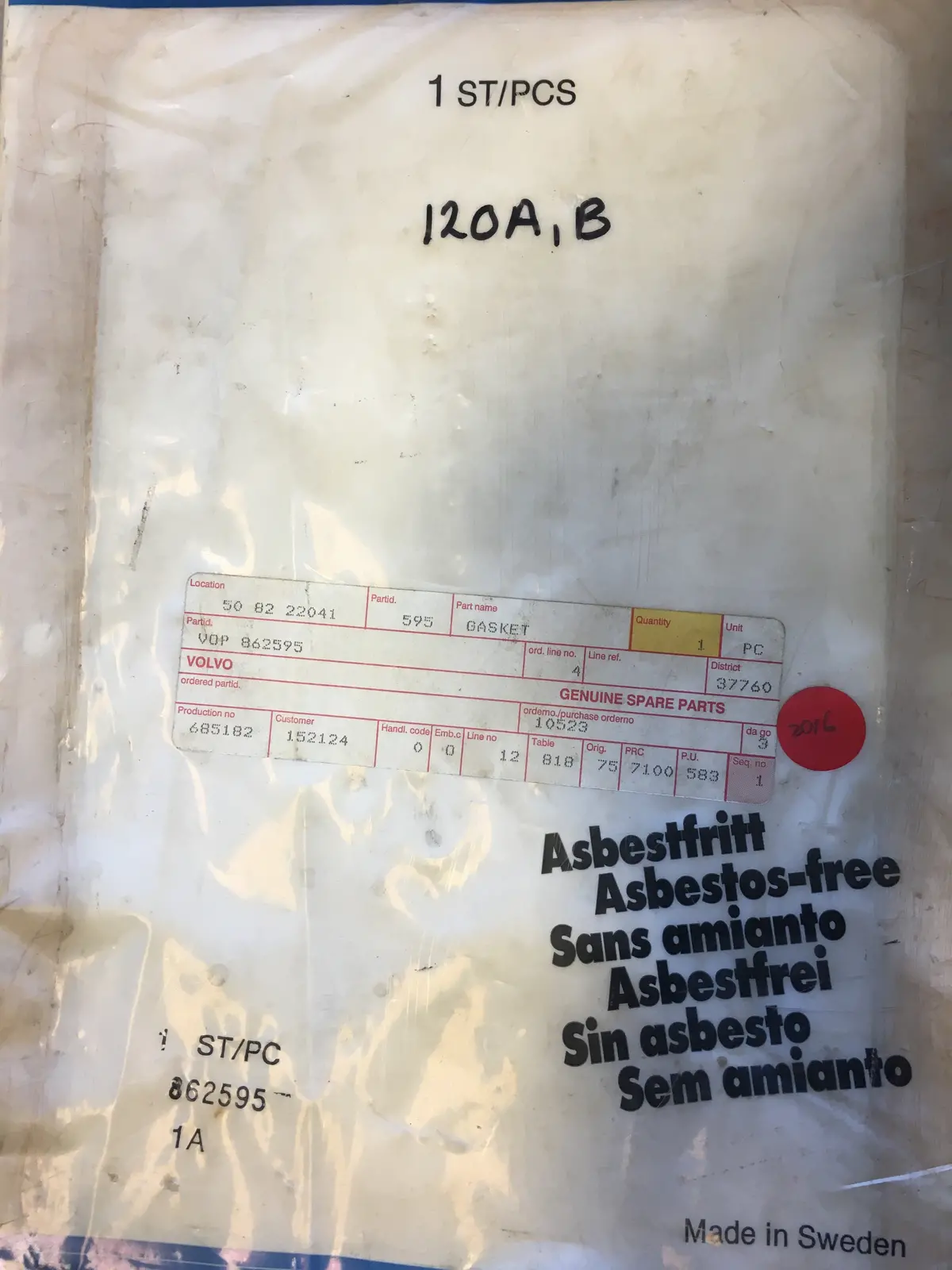 Volvo Penta Gasket 862595 1