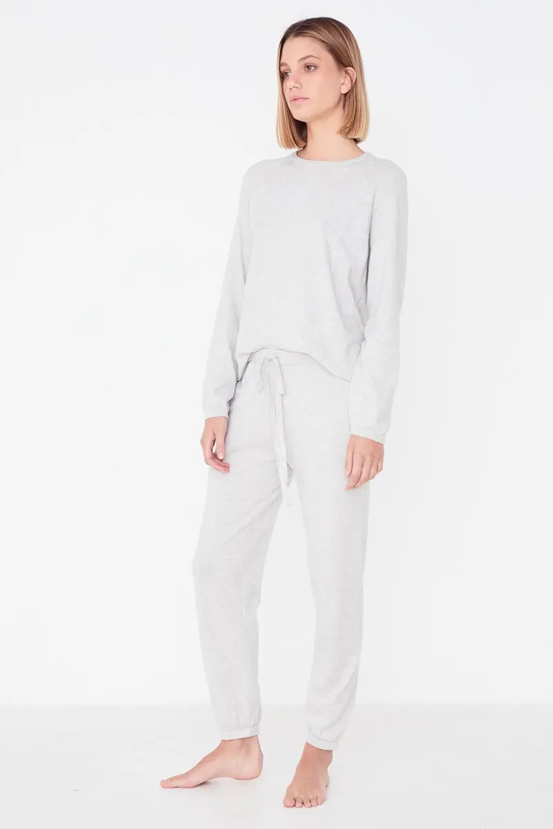 Assembly Label - Cotton Cashmere Lounge Top - Grey Marle 1