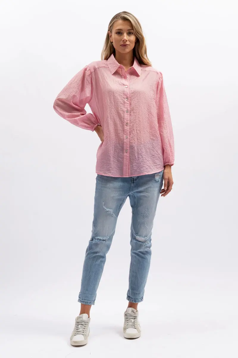 We Are The Others - The Sheer Stripe Shirt - Pink Stripe 1