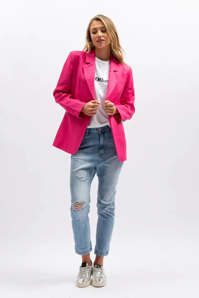 The Others - The Linen Blazer - Hot Pink 1