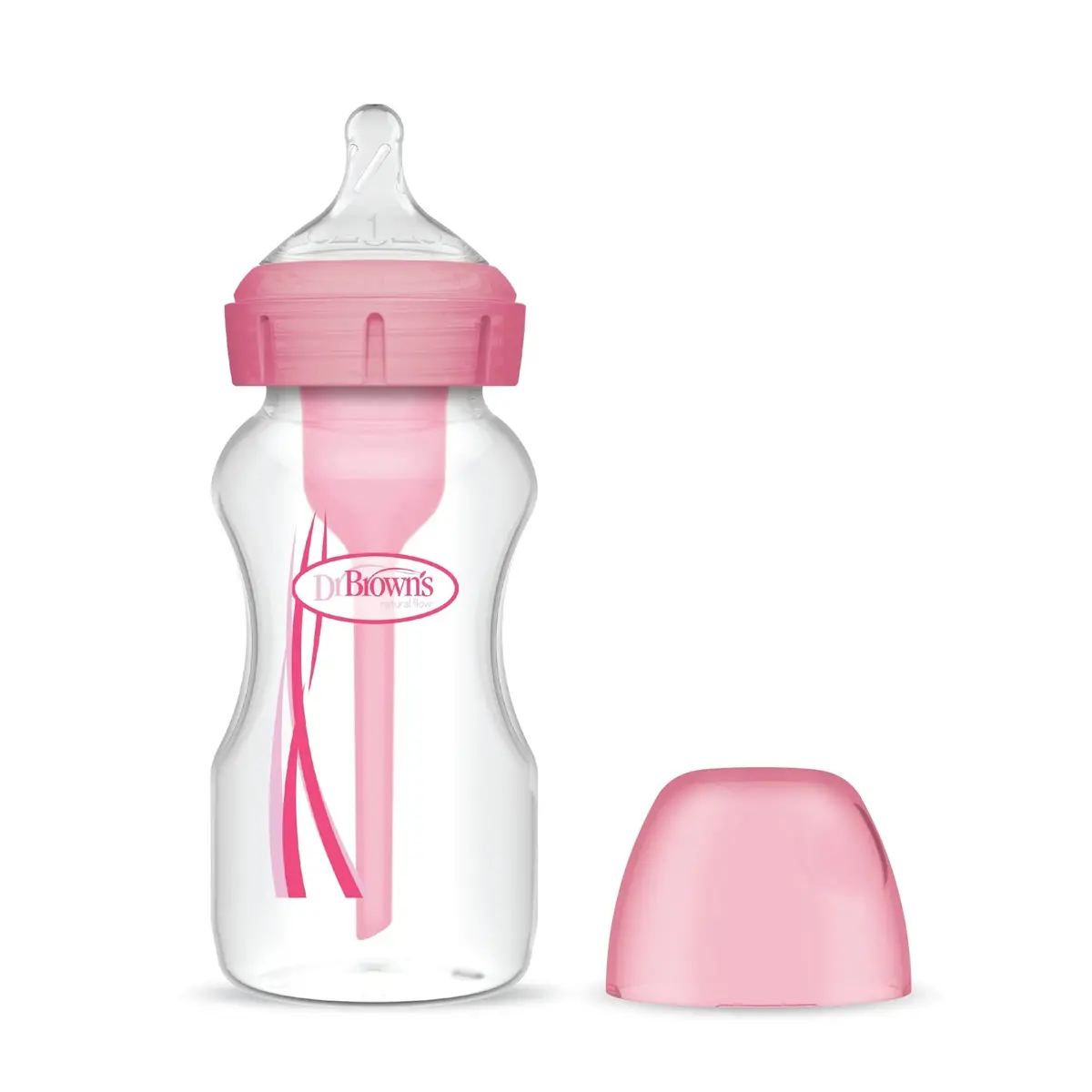 Mamadera Anticólico Boca Ancha 270Ml Rosado, Dr.Brown's 1