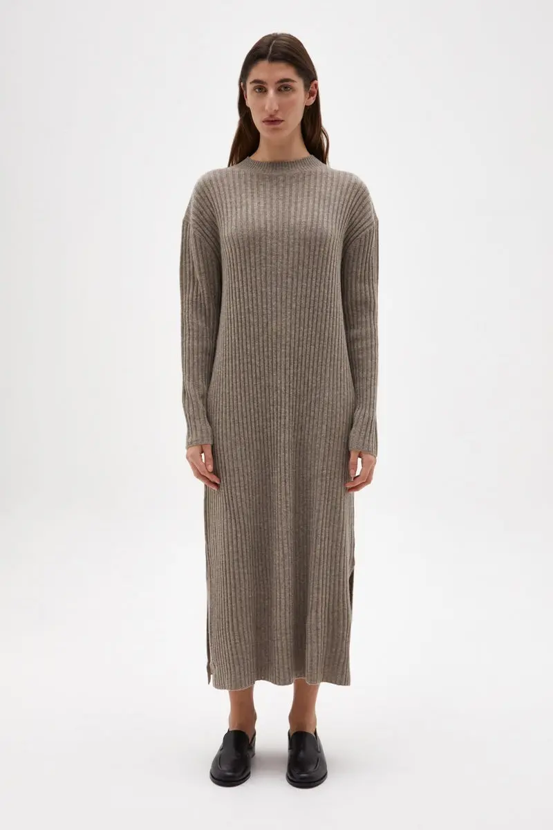 Assembly Label - Wool Cashmere Rib Dress - Mink Marle 1