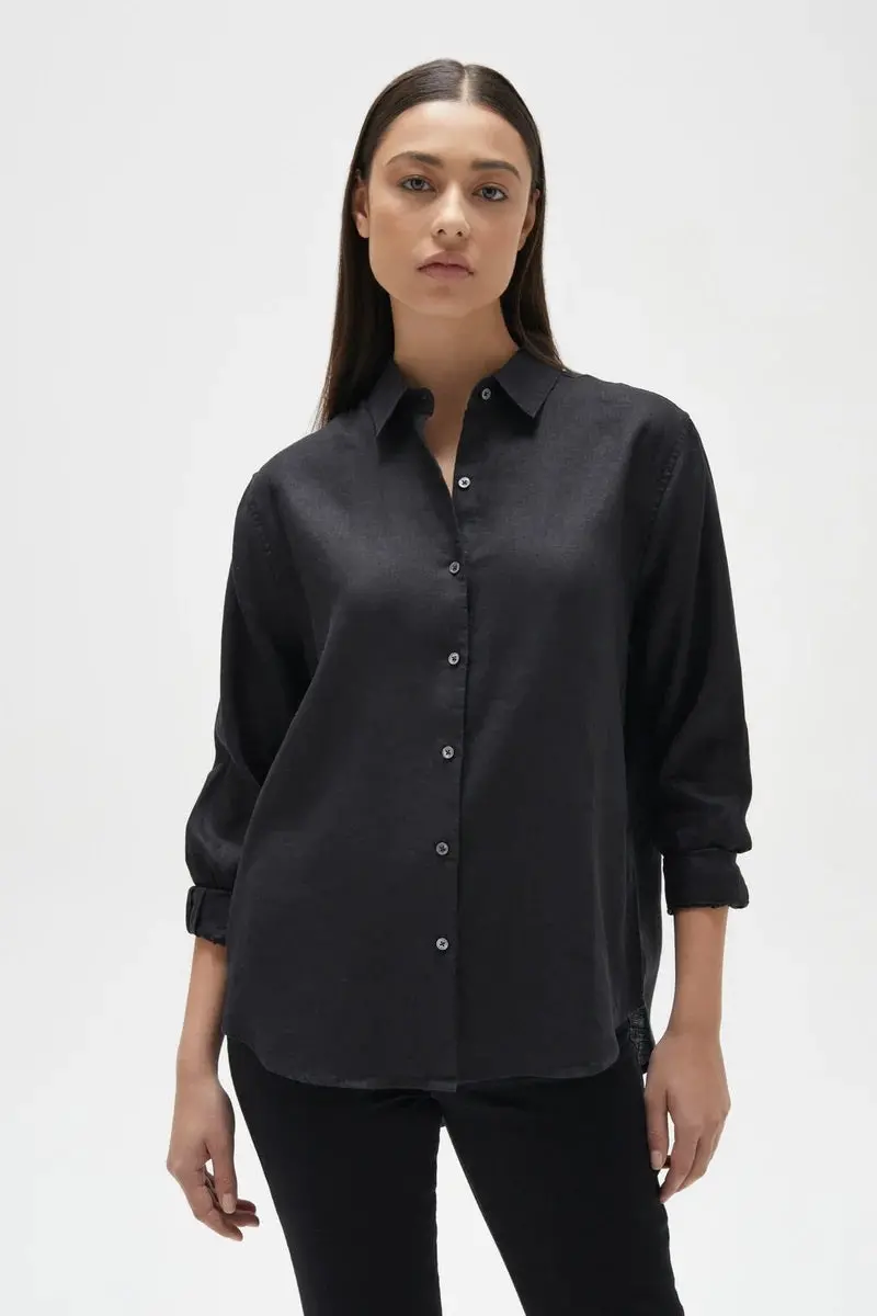 Assembly Label - Xander Linen Shirt - Black 1
