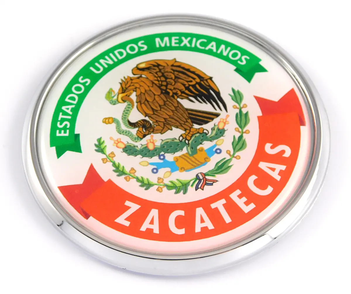 Zacatecas Mexico Mexican State Car Chrome Round Emblem Decal 3D Badge 2.75" 1