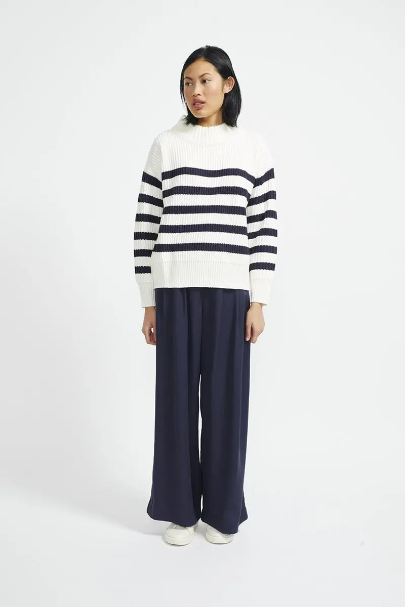 Staple - Monte Stripe Jumper - White / Navy 1