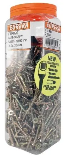 Eureka Cut-Screw Smooth Shank - Yellow Passivated 1